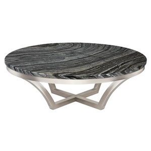 Luxury Corridor Living Room Manufacturer Supplier Centre Table Marble Top Round Modern Hotel Coffee Table Stainless Steel Frame