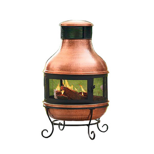 Trending 2024 Finest Quality Copper Fire Pit With Chimney Customized Size Shape Copper Fire Pit With Iron Stand For Wood Burning