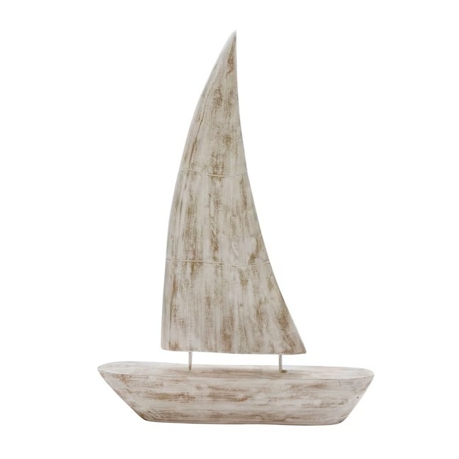 Boat Shape Wooden Sculpture Ornament For Home Hotel Table Top Decor Usage Wooden Ornament Sculpture In Wholesale Price