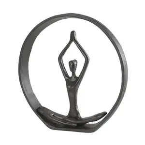 Circle Yoga Pose Metal Statue Home Decoration Shelf & Table Decoration Item Wholesale Price In Vintage Style