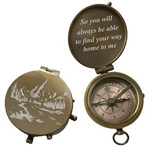 Engravable Handmade Latest Arrival Gold Plated New Brass Sundial Compass Unique Gift for Men with Leather Case  In Wholesale