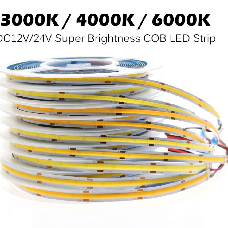 3 Years Warrant 480led 528led cob led strip light ce rohs 12v 100ft warm white 6500k light 24v flexible white cob led strip