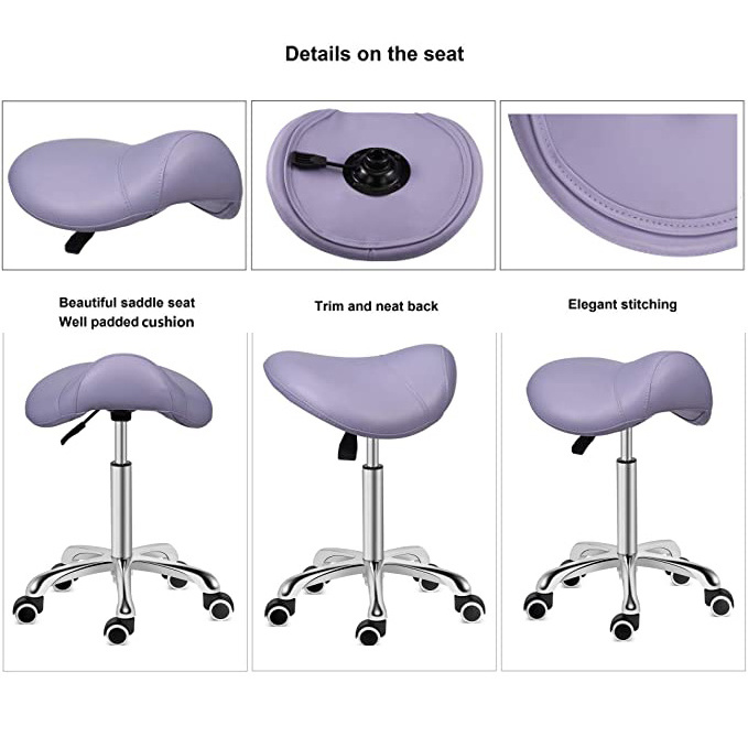 Antlu Ergonomic Stool Chair for Lab Clinic Dentist Massage Office Kitchen Hairdressing Barber Purple Beauty Salon Saddle Stool