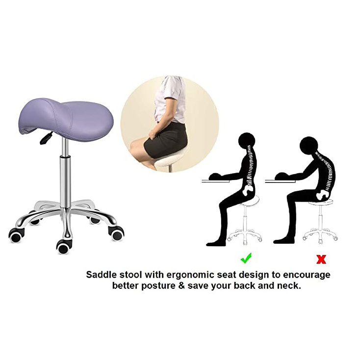 Antlu Ergonomic Stool Chair for Lab Clinic Dentist Massage Office Kitchen Hairdressing Barber Purple Beauty Salon Saddle Stool