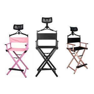 Antlu Aluminum Alloy Frame Portable Foldable Barber Chair Professional Director Chair with Head Pillow Makeup Artist Chair