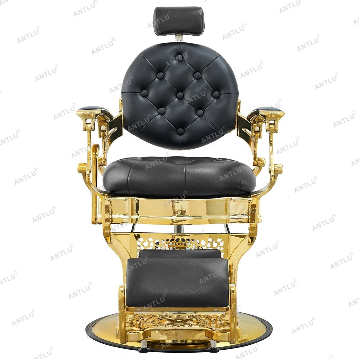 Vintage Men's Barber Chair Frame Retro Antique Black And Gold Barber Frame Accessories Hair Salon Shop Furniture Parts