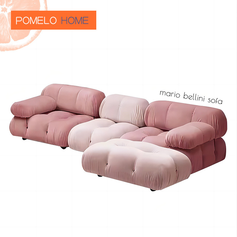 Pomelohome Bellini Chesterfield Shape Sofa Set Velvet L Sofa Corner Couch Mario Bellini Modular Sofa