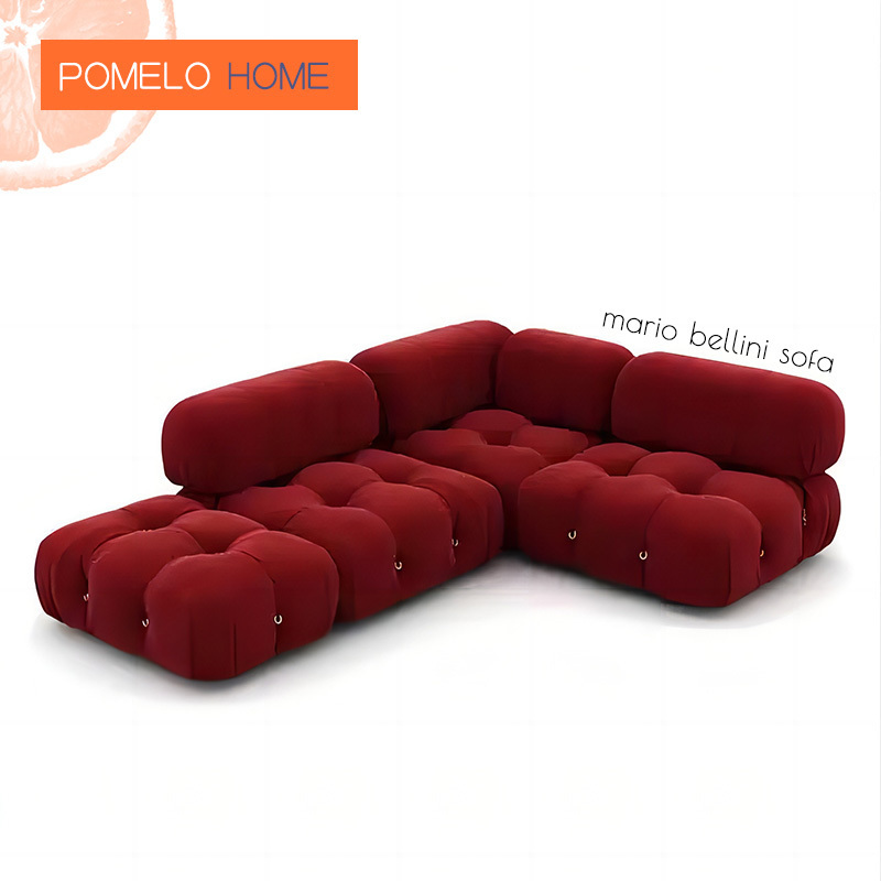 Pomelohome Bellini Chesterfield Shape Sofa Set Velvet L Sofa Corner Couch Mario Bellini Modular Sofa