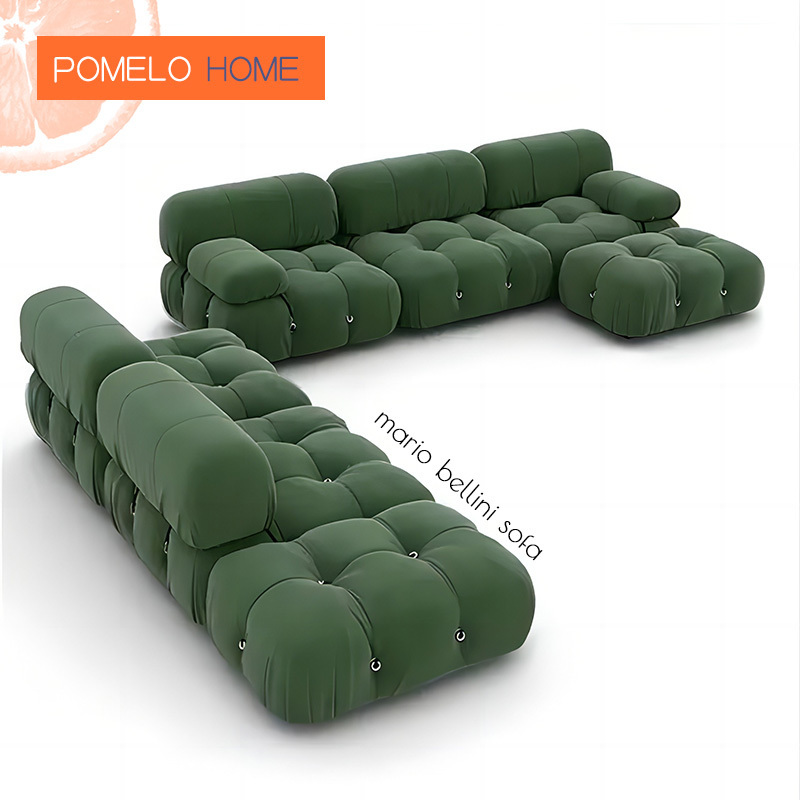 Pomelohome Bellini Chesterfield Shape Sofa Set Velvet L Sofa Corner Couch Mario Bellini Modular Sofa