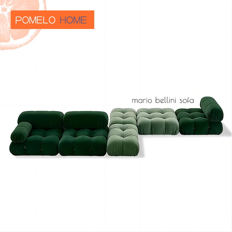 Pomelohome Bellini Chesterfield Shape Sofa Set Velvet L Sofa Corner Couch Mario Bellini Modular Sofa