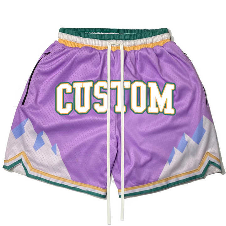 Classic Printed Blank Shiny Breathable Medium Above The Knee Customable Mens Embroidery Basketball Shorts With Pockets