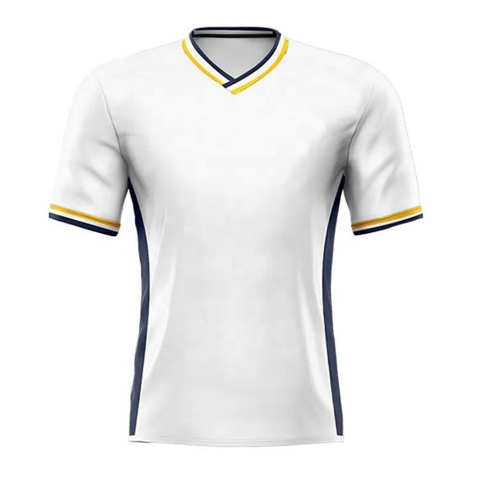 White Soccer Jersey With Rib Collar And Short Sleeve Football Jersey Soccer Training Top Shirt In Best Price