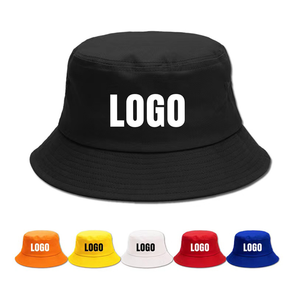 Sublimated Custom Adult Cotton Printed Embroidered Bucket Hats Wide Brim Blank Round Hat Solid Casual Bucket Hat