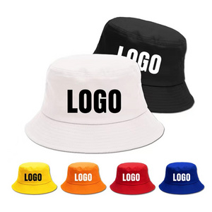 Sublimated Custom Adult Cotton Printed Embroidered Bucket Hats Wide Brim Blank Round Hat Solid Casual Bucket Hat