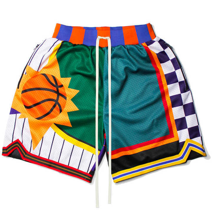 Classic Printed Blank Shiny Breathable Medium Above The Knee Customable Mens Embroidery Basketball Shorts With Pockets