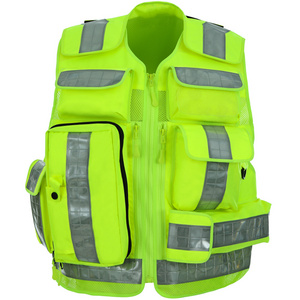 Wholesale Custom Logo Multi Pocket Security Construction Work Safety Vest Reflective High Visibility Safety Vest With Pockets