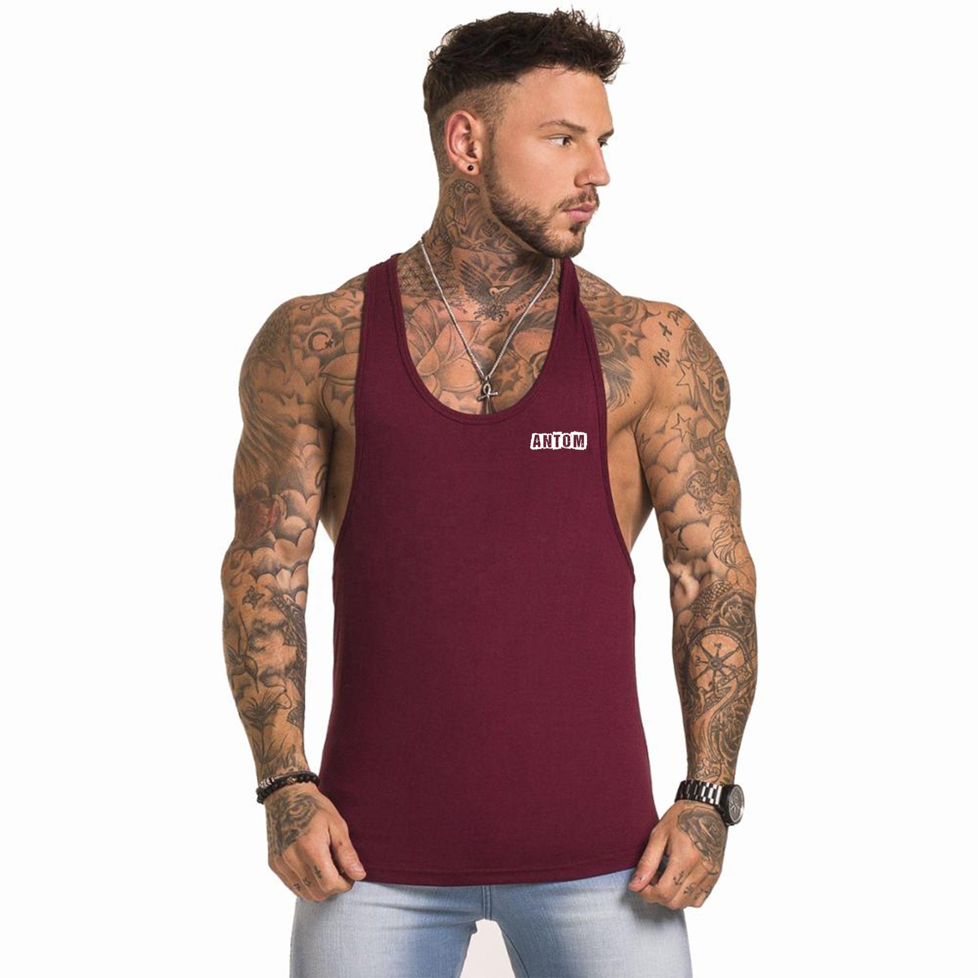 Custom Print Fitness Bodybuilding Gym Clothing Workout Sleeveless Vest Wife Beater Stringers Tank Top