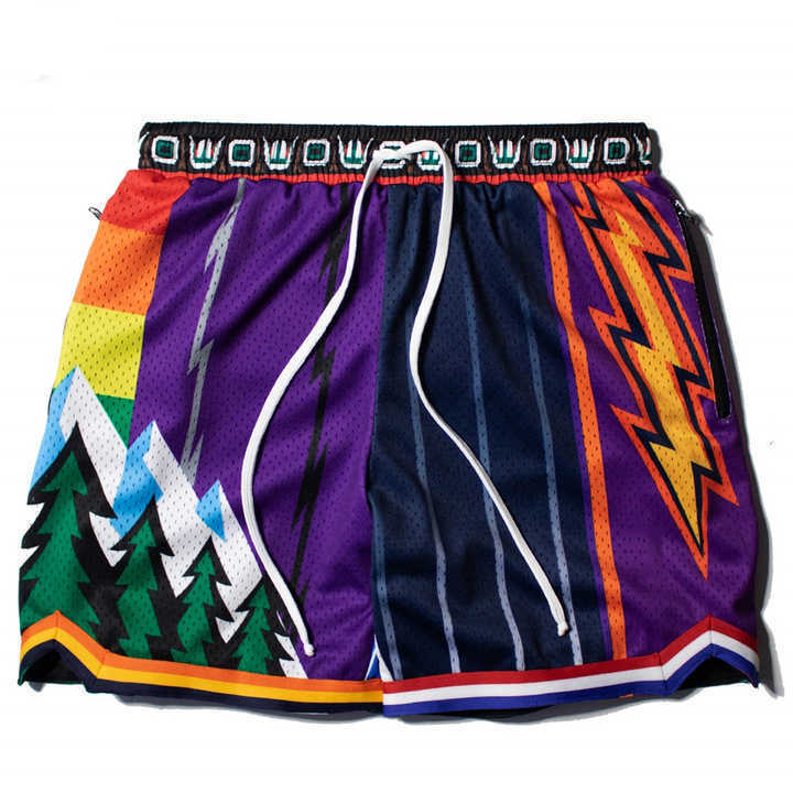 Classic Printed Blank Shiny Breathable Medium Above The Knee Customable Mens Embroidery Basketball Shorts With Pockets