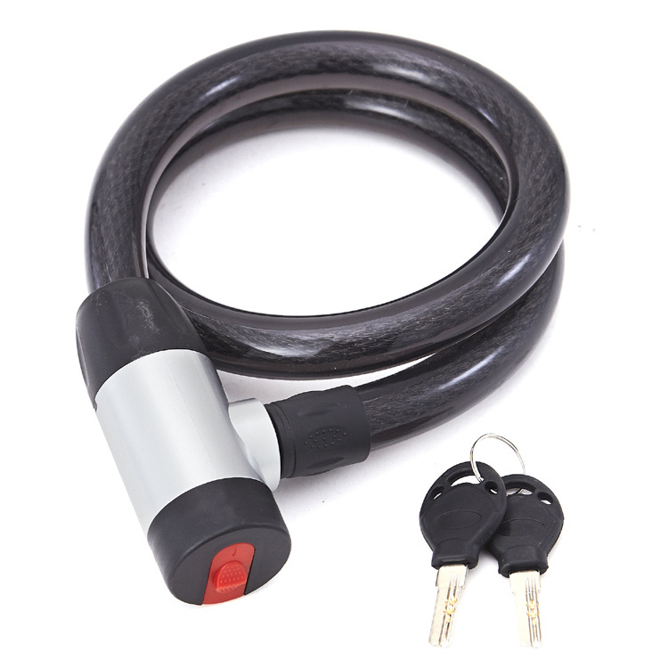 Wholesale bike accessories PVC coated coil steel cable bicycle chain lock Wheel Up Steel Cable Mountain Bicycle Cycling lock