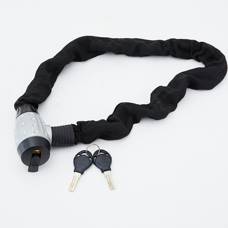 Black Chain Bike Lock With U Type Padlock Cloth Cover Heavy Duty Bicycle Lock