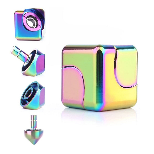 High-Speed Metal Square Anti-Stress Hand Spinner Decompression Fidget Rotating Finger Cube Unisex Gift Item