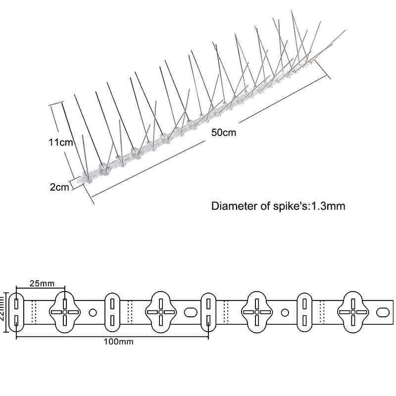 hot sale garden fence control pigeon bird repellent plastic baseplate stainless steel thorn anti plastic bird spikes