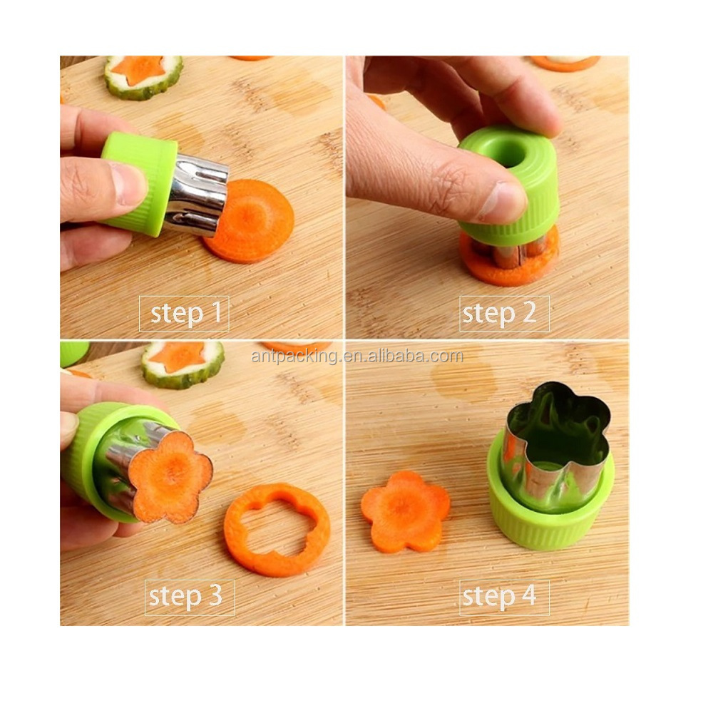 Fruit Cutter Shapes Set - 12 Pieces Stainless Steel Vegetable Cutters with plastic lid to protect hand Play dough cutter