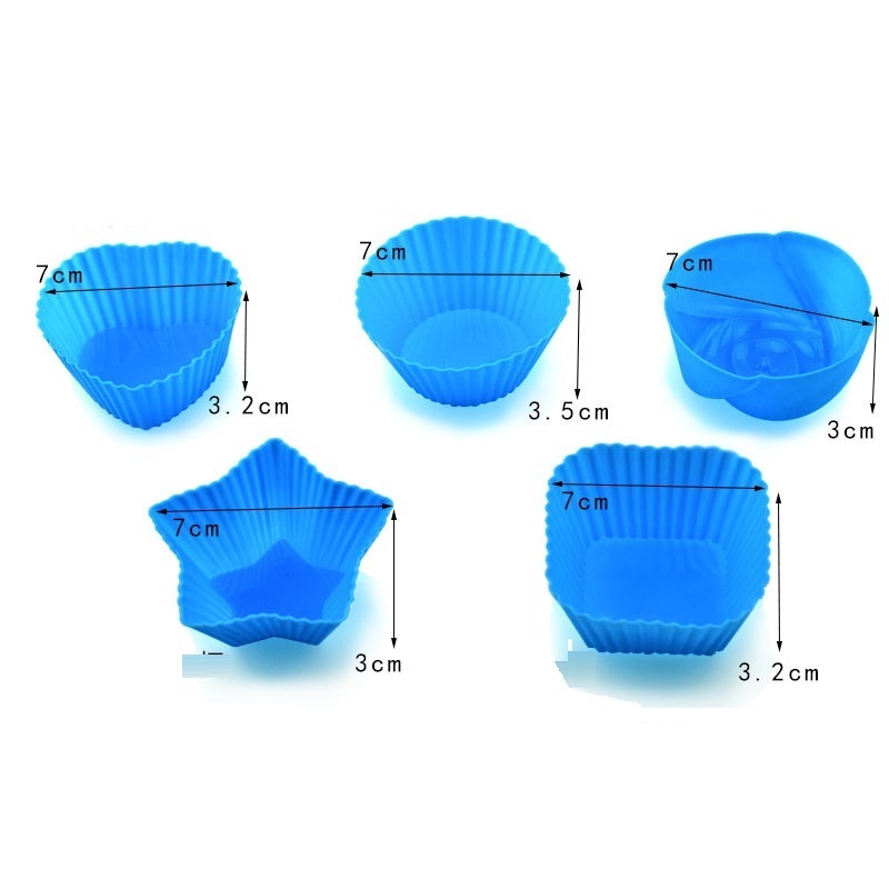 Easy baking silicone cake mold cup shape round square flower heart 7cm cupcake liner non-sticky