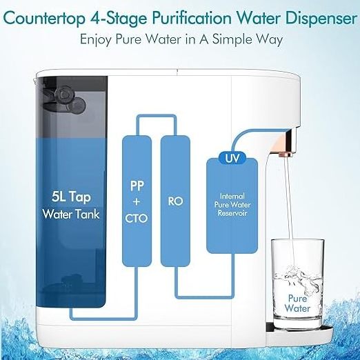 Electric Countertop Reverse Osmosis Water Filtration Purification System Automatic Commercial Desktop Water Dispenser Hot Cold