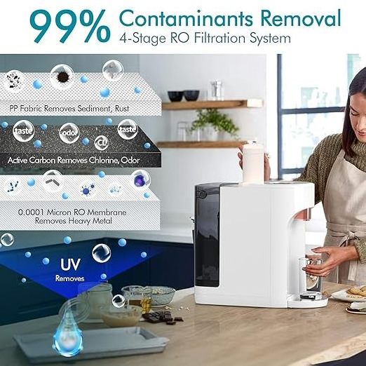 Electric Countertop Reverse Osmosis Water Filtration Purification System Automatic Commercial Desktop Water Dispenser Hot Cold