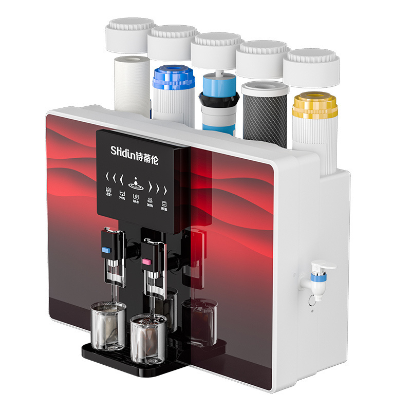 Electric 5-Stage RO System Desktop Water Purifier Hot and Cold Water Dispenser with Ice Maker for Drinking Water and Cooler