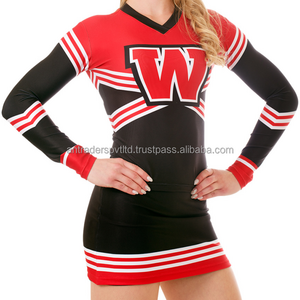 2021 Wholesale Custom Cheerleader Uniform Cheerleading Dance Wear Red And Black Gradients Cheer Perform Wear