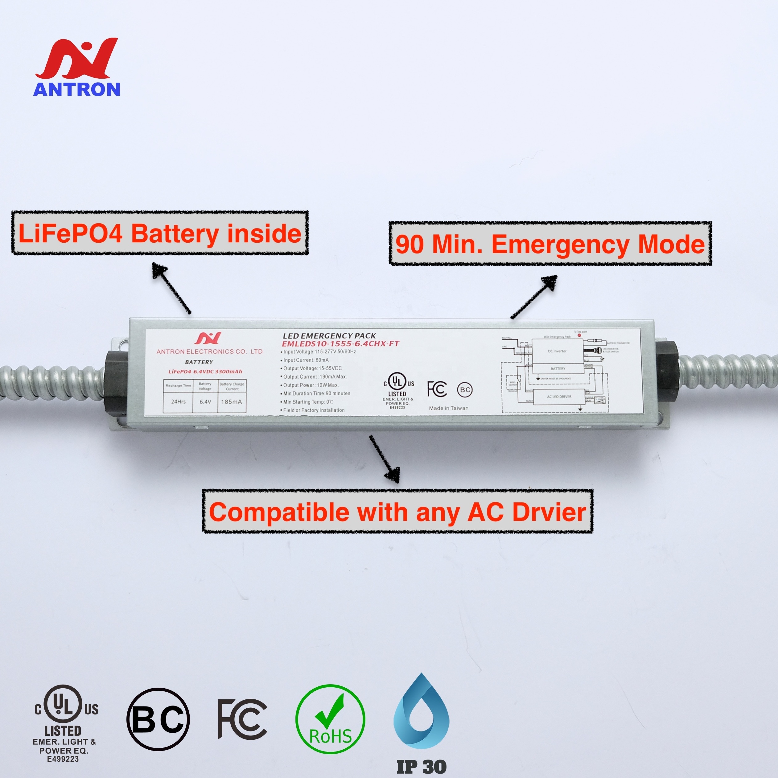 High Voltage 8W LED Battery Pack Emergency Lighting