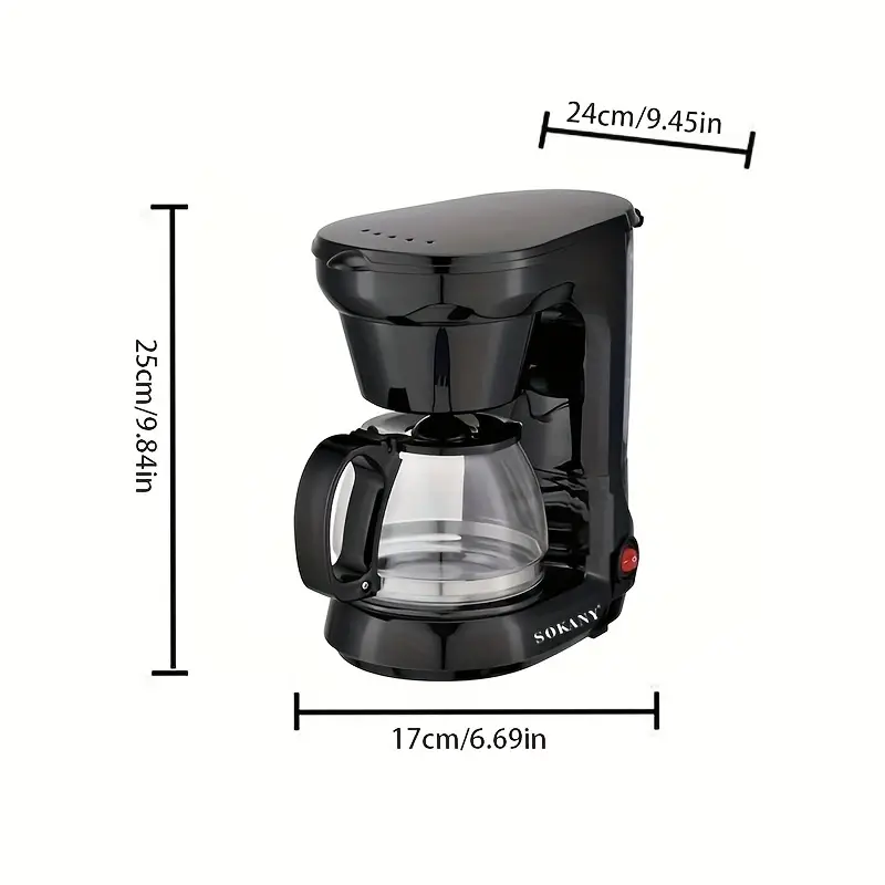 Household 750 ml Black Drip Coffee Maker 6 Cups 110 V 220 V Coffee Machine