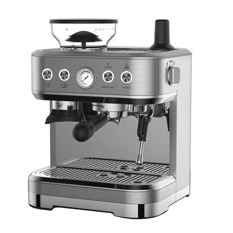 Wholesale OEM Espresso Coffee Machine with grinder Electric Metal Stainless Steel Cappuccino Coffee Maker