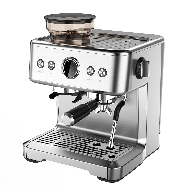 Wholesale OEM Espresso Coffee Machine with grinder Electric Metal Stainless Steel Cappuccino Coffee Maker