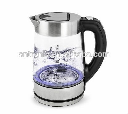 1.8L Blue LED light 2200W Antronic Glass Smart electric water Kettles  with temperature control