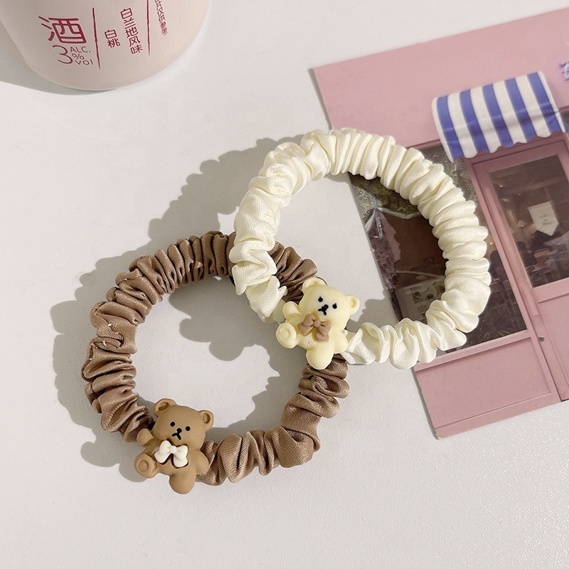 2024 New Cartoon Animal Bear Cute Rabbit Hair Ties Children's Elastic Bands For Girl Satin Headband Scrunchies