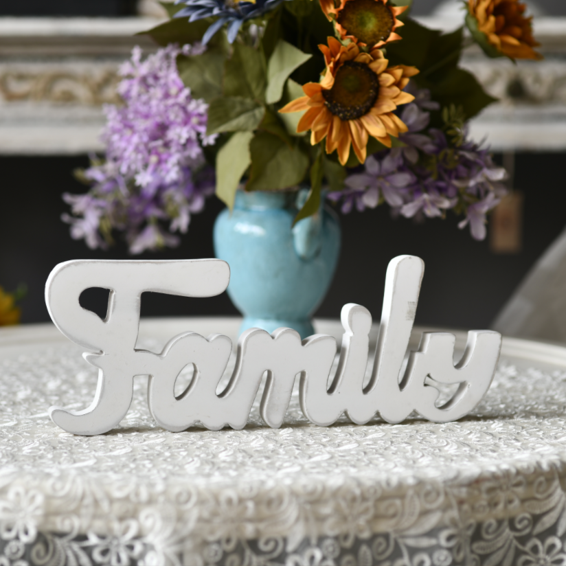 Shabby Chic Hand Craft Family Desk Decoration Art Wooden Standing Words Letters Rustic Home Decoration