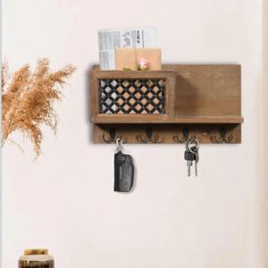 Hot Sale Key Holder For Wall Mail Holder Wall Organizer With Key Hooks And A Floating Shelf Rustic Home Decor For Entryway