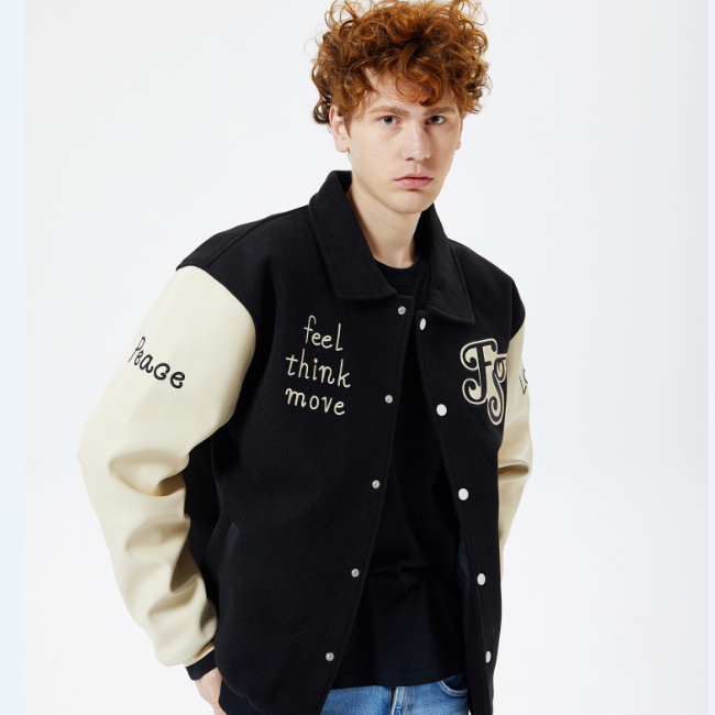 Nickname Number Embordiery Jacket Varsity Jacket Custom Faux Leather Fraternity and Cowhide Leather Customized Stand Casual Men