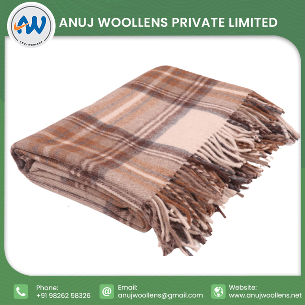 Top Quality New Design Wool Blanket Woven Cozy Comfort With Our Wholesale Tartan Wool Blankets For Sale