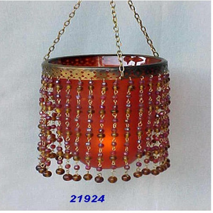 Compare Top Quality Metal Tea Light Votive Hanging Glass Red Beads Decorative Votive