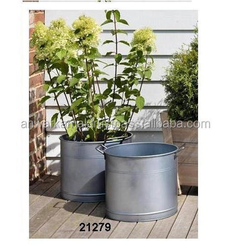 Galvanized Steel Metal Garden Flower Pot & Planter