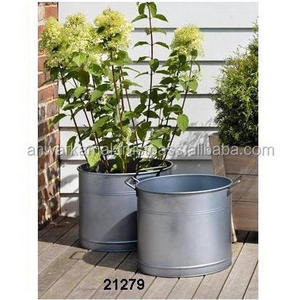 Galvanized Steel Metal Garden Flower Pot & Planter