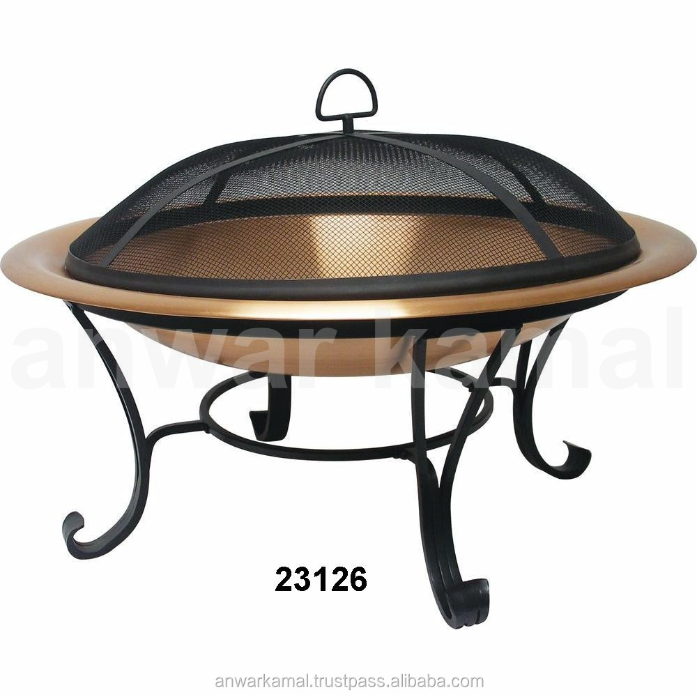 Food Copper Fire Pit with Cover Black Finished