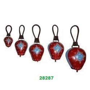 Hand Painting Red & Blue Cow Bell Manufacturer