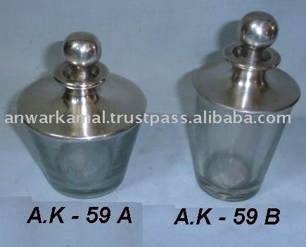 hot selling Fancy Silver Clear Metal Decoration Brass Salt & Pepper Shaker