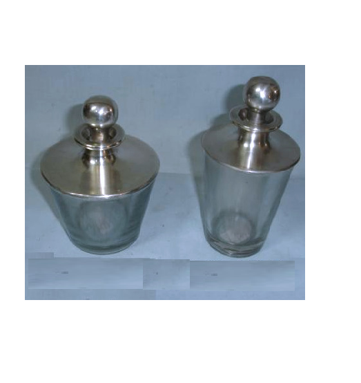 hot selling Fancy Silver Clear Metal Decoration Brass Salt & Pepper Shaker