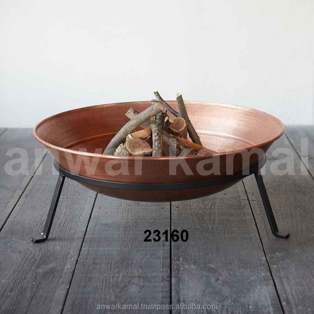 Handmade Copper Fire Pit with Black Iron Stand Outdoor Heating fire pit new design Fire Pit